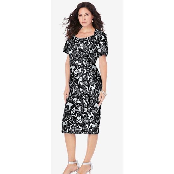 Plus Size 34W | Fully Lined Jersey Knit Figure Flattering Sheath Dress | NEW - Picture 1 of 3